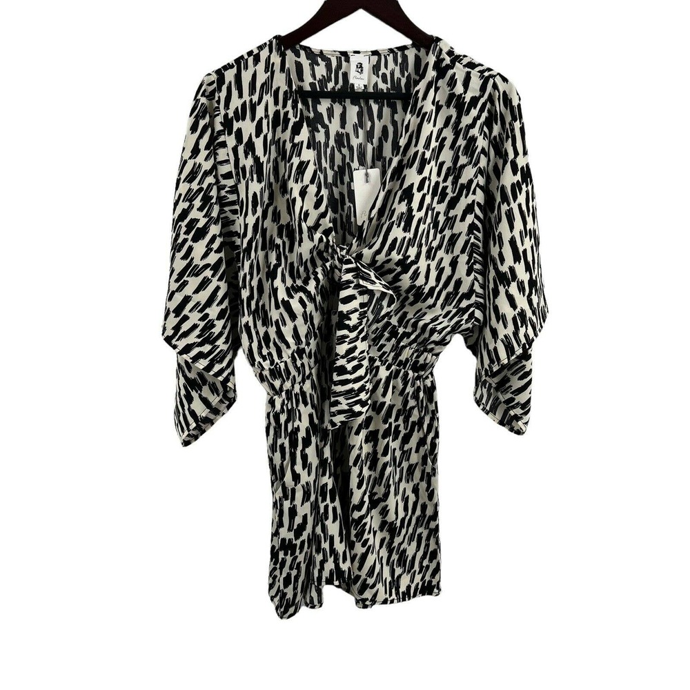 Flawless‎ Touch Front Tie Romper Dash Print Size Small New